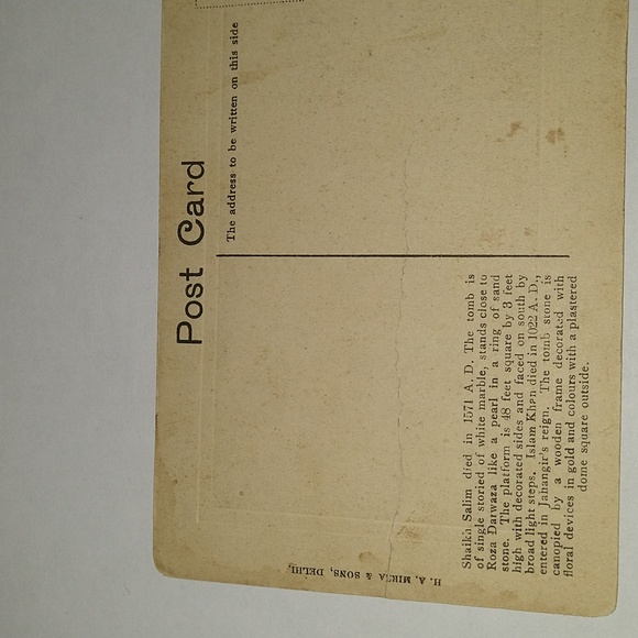 Old foreign postcard depicting the tombs of shaikh salim Christi and Islam khan - Picture 2 of 3